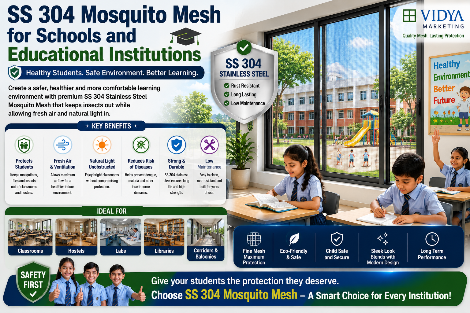 SS 304 Mosquito Mesh for Schools and Educational Institutions
